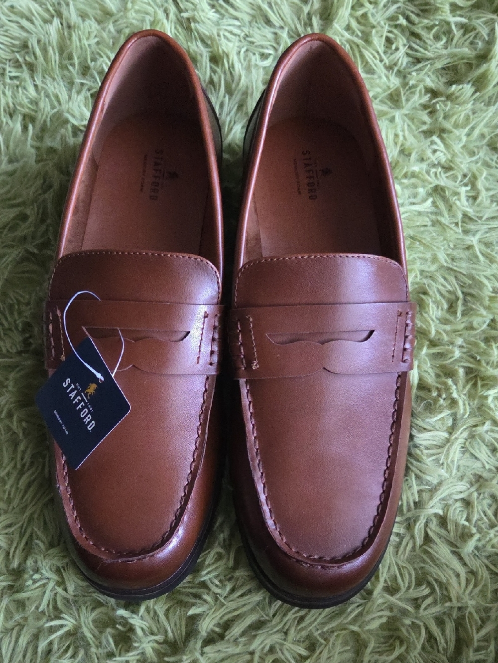 Stafford Men’s Tan Leather Penny Loafers